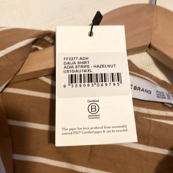 NEW Faithfull the Brand oversized brown white stripe cotton button down Shirt XL - Picture 14 of 16